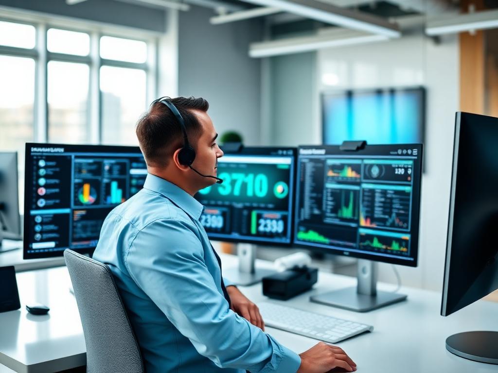 Analyst reviewing network security dashboards
